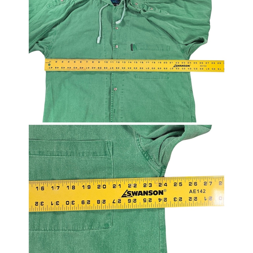 VTG‎ rugged cotton workwear gorpcore hooded button up Green Men's L Rhinoceros - Picture 7 of 8